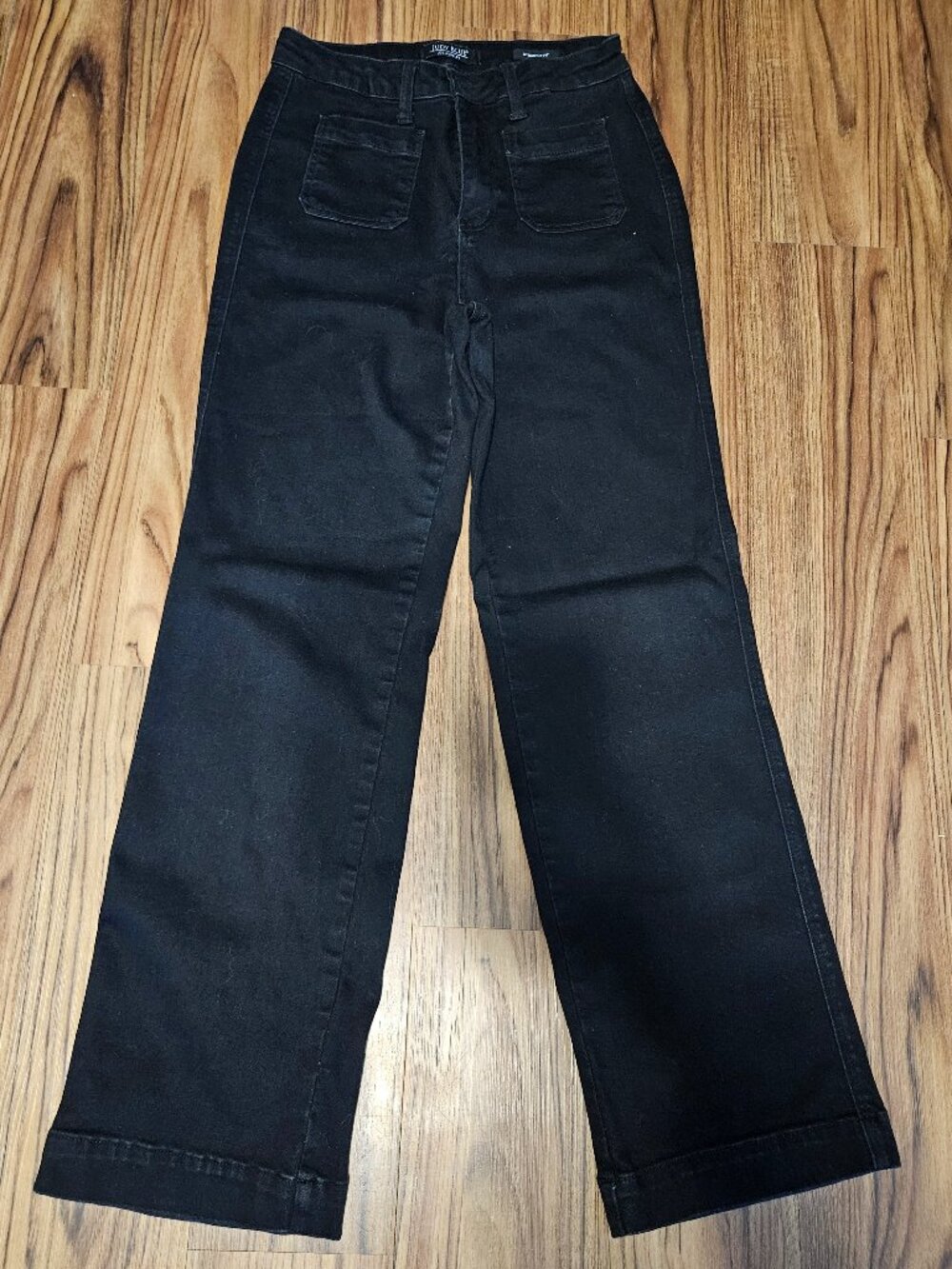 Judy Blue Women’s 11/30 Black High Rise Straight Leg Jeans Patch Pockets